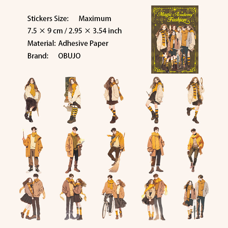 15 Pcs Maigc School Girl Boy PET Stickers MFXYSZ