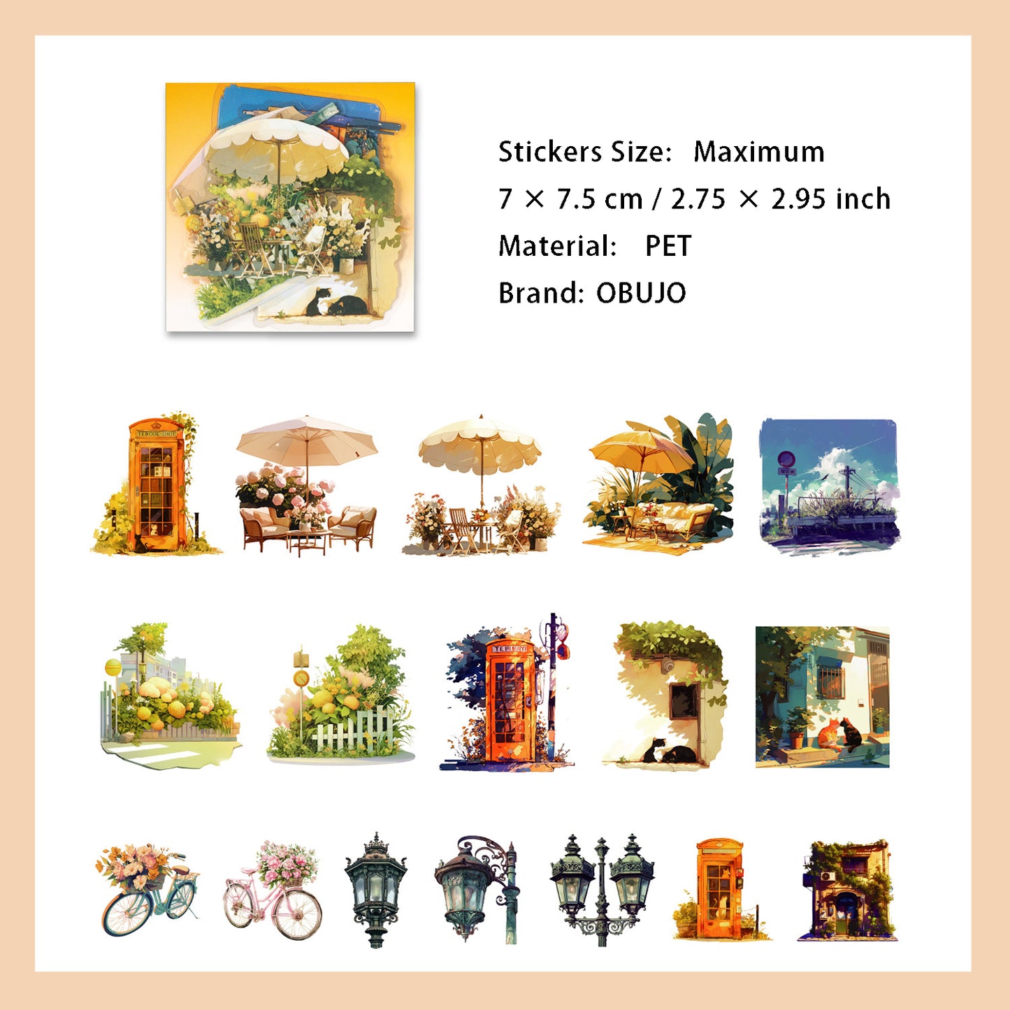 17 Pcs Garden Landscape PET Stickers YHYSJ