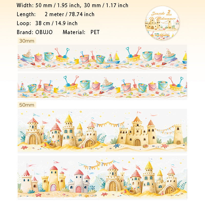 2 Rolls Summer Beach PET Tapes Set SXHB