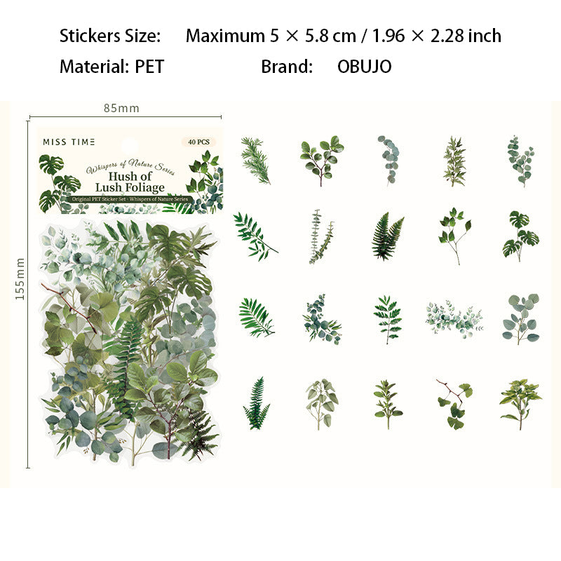 40 Pcs Flower Botanical PET Stickers ZRXY
