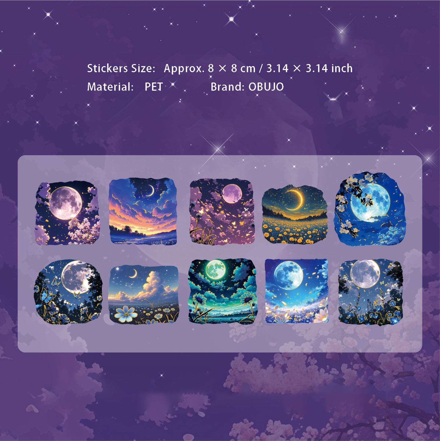 10 Pcs Gold Foil Galaxy PET Stickers CNXK