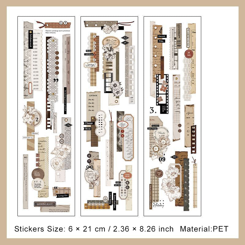 6 Pcs Vintage PET Stickers SJYD