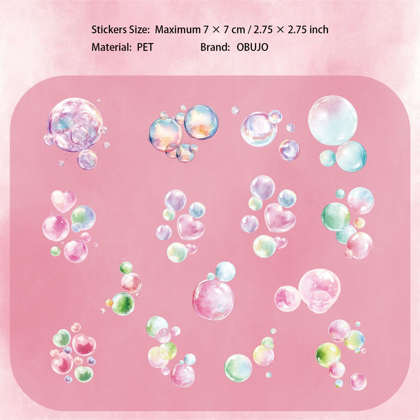 15 Pcs Bubble PET Stickers MPQJ
