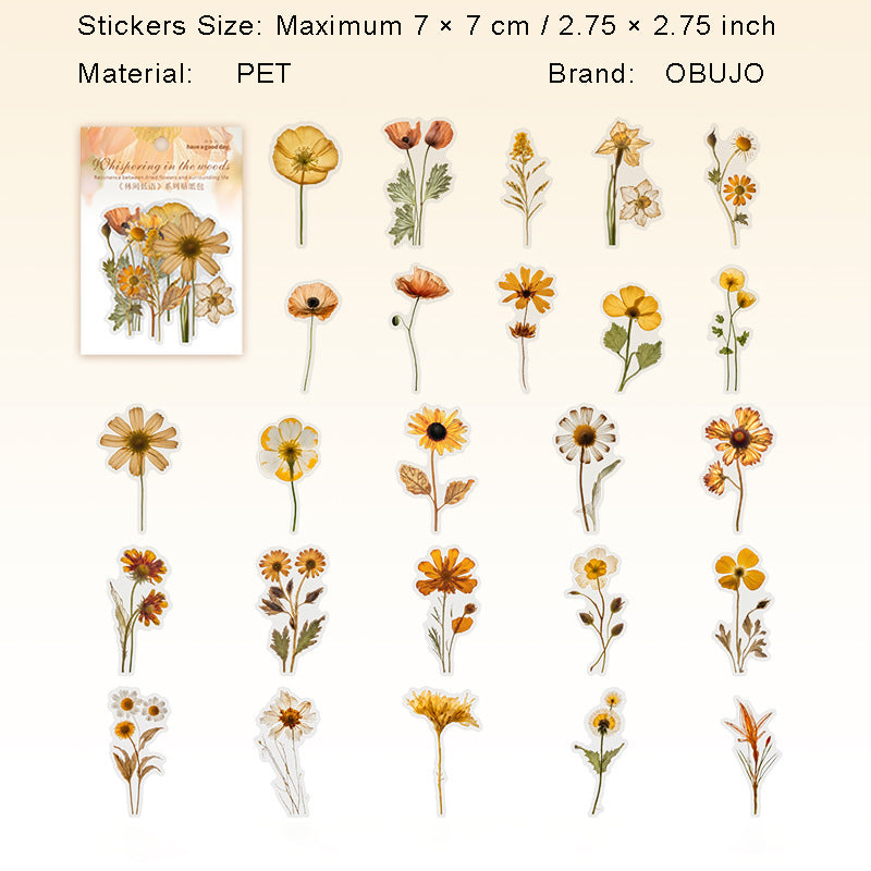 50 Pcs Pressed Flower PET Stickers LJDY