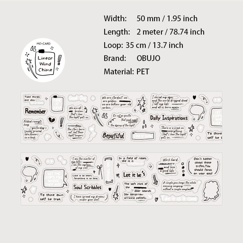 1 Roll Quote Words PET Stickers JDXT