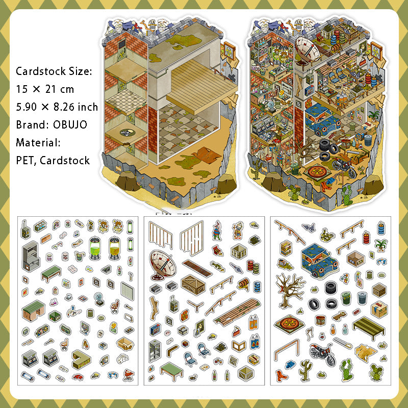 3D Shop Scene DIY PET Stickers JRYY