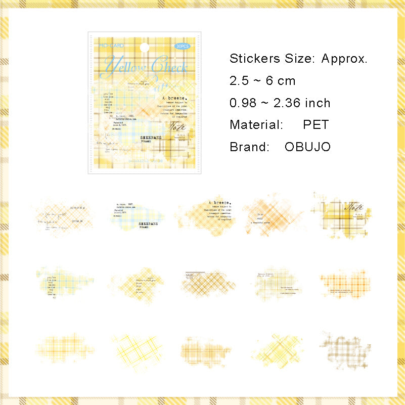 30 Pcs Watercolor Grid Journal Stickers CSGWP