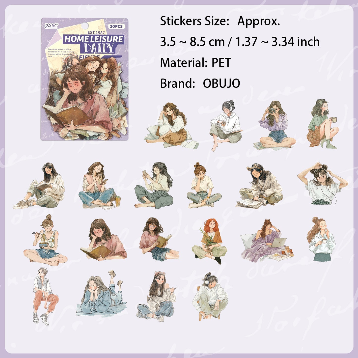 20 Pcs Cozy Girl Life PET Stickers SSSH