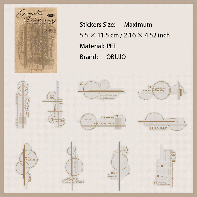 20 Pcs Geometric Themed PET Stickers JHJZ