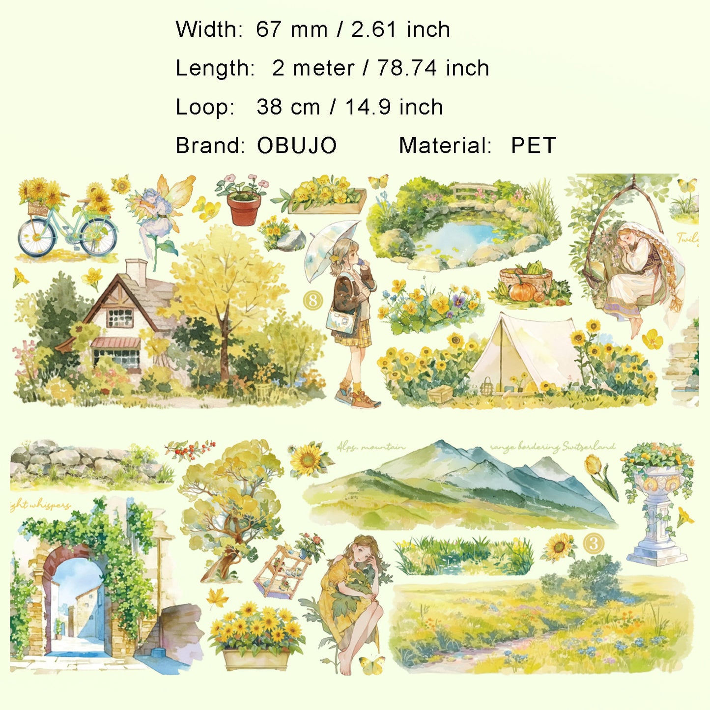 1 Roll Lifestyle PET Stickers Tape MHSG