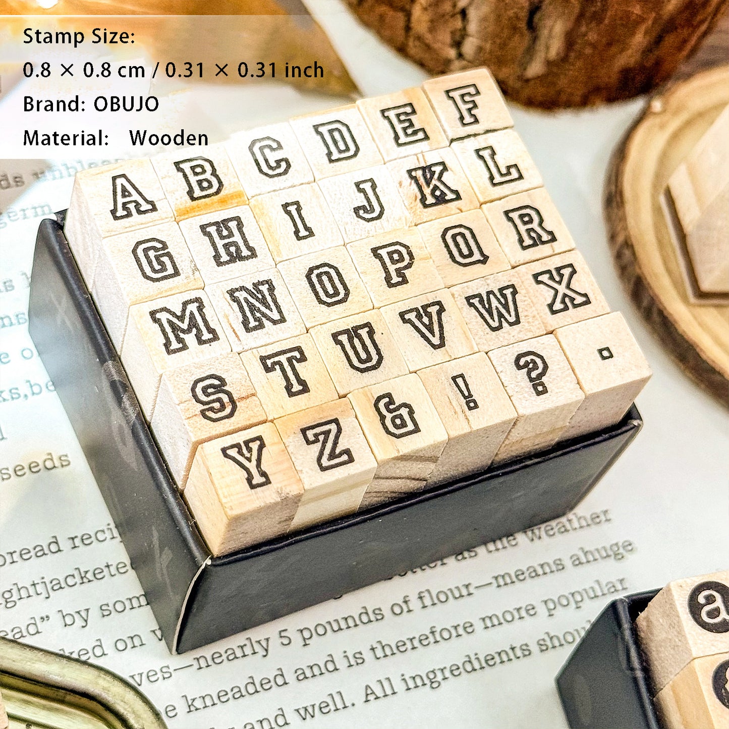 30 Pcs Alphabet Letter Wooden Stamp Kit YWKJ