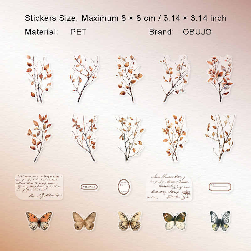 20 Pcs Branches Butterfly PET Stickers SYBB