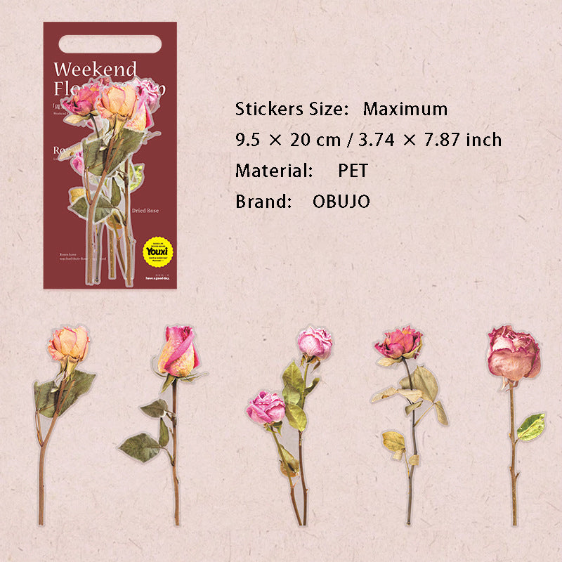 10 Pcs Large Size Rose PET Stickers MGYD