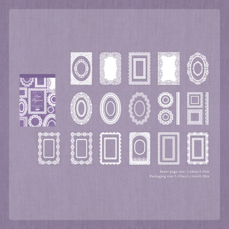 30 Sheets Lace Themed PET Stickers Book LSBWG