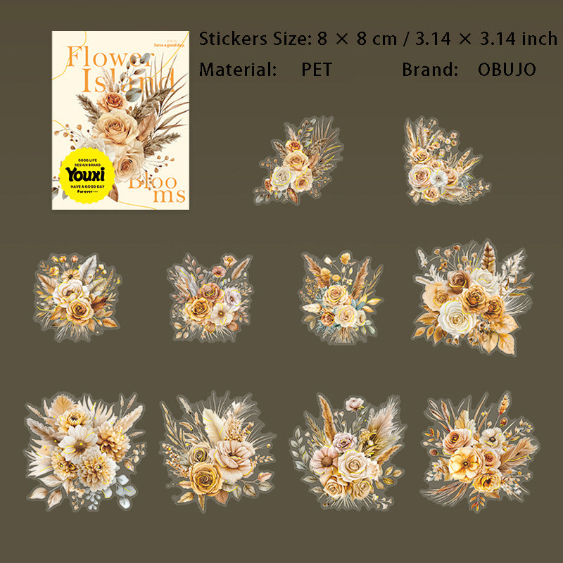 20 Pcs Flower PET Stickers HYZF