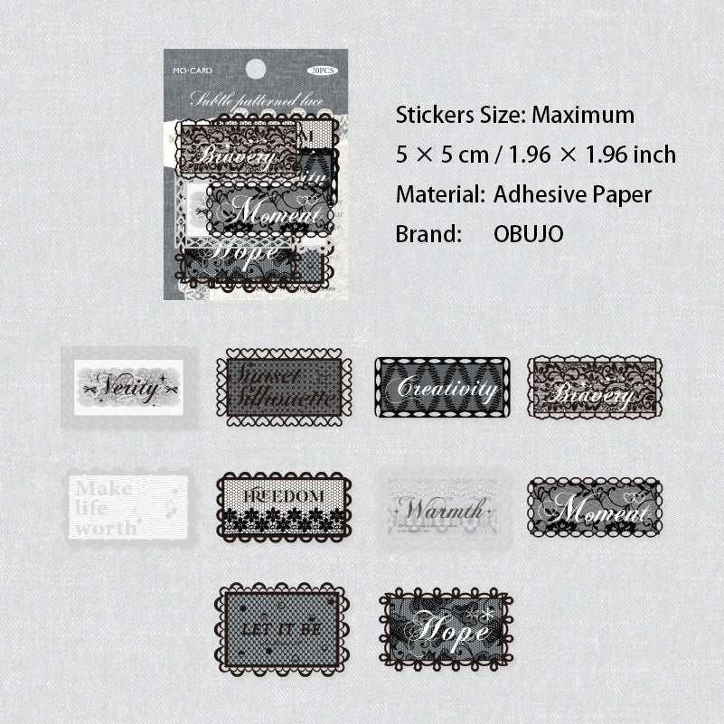 20 Pcs Vintage Lace Label Stickers CWZM