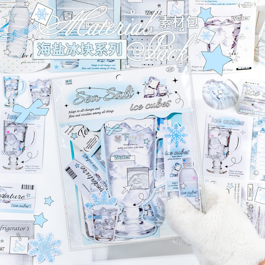 22 Pcs Ice Themed Journal Stickers and Paper HYBK