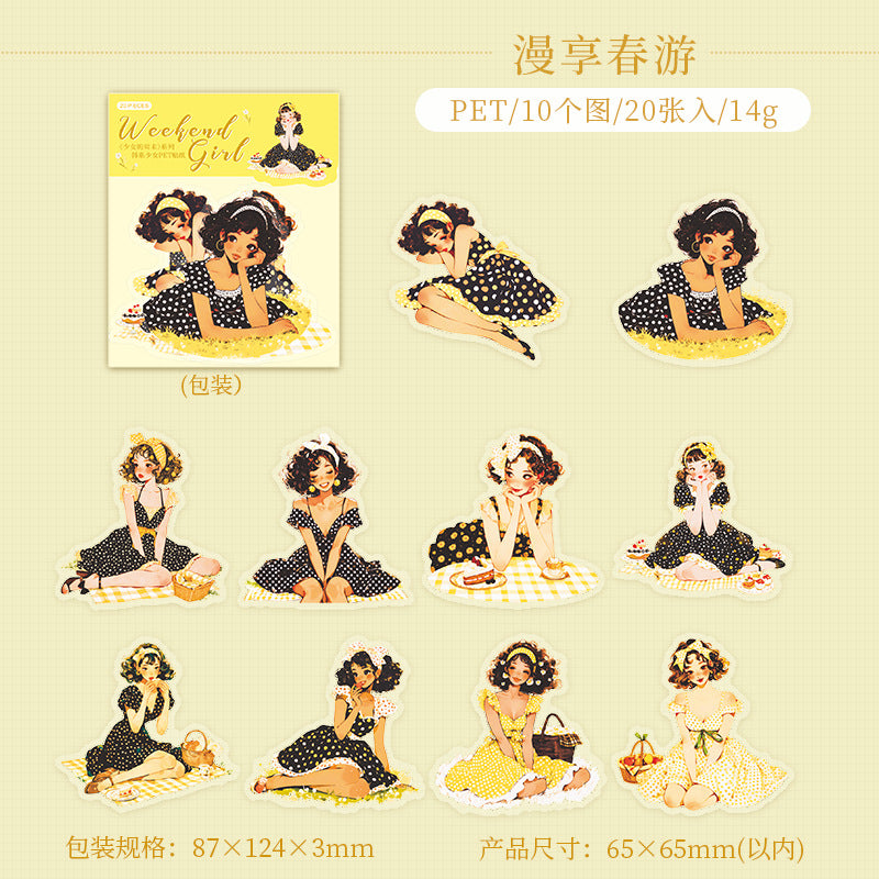 20 Pcs Life Style PET Girl Stickers SNZM