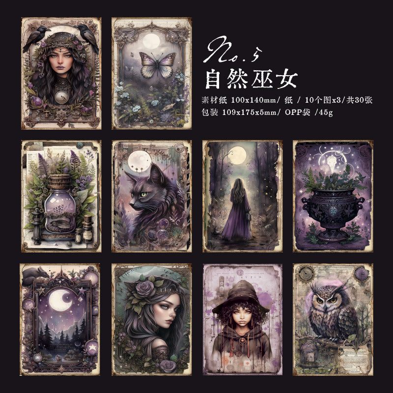 30 Pcs Gothic Witchy Scrapbook Paper MFBK