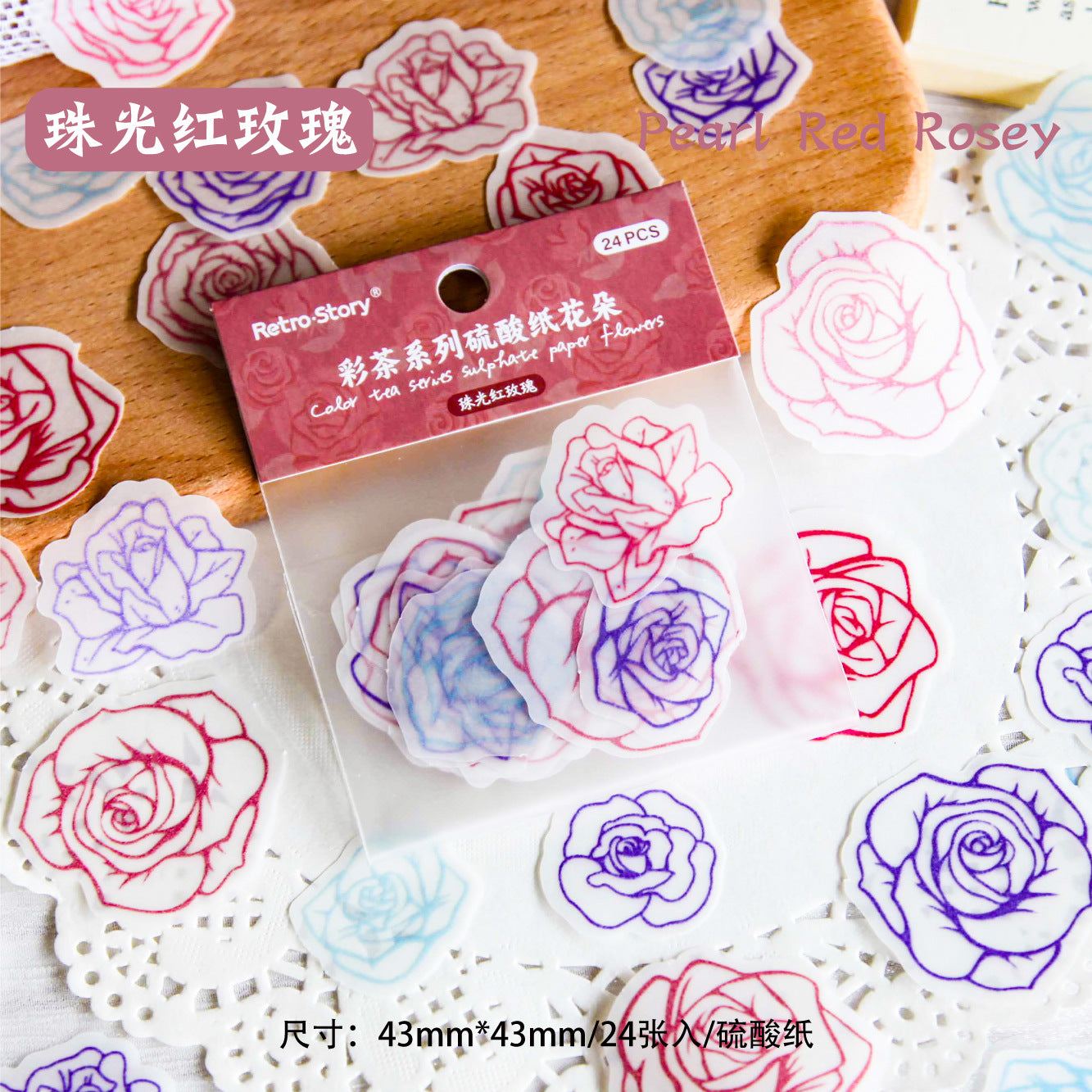 24 Pcs Translucent Scrapbook Paper Flowers CCXL