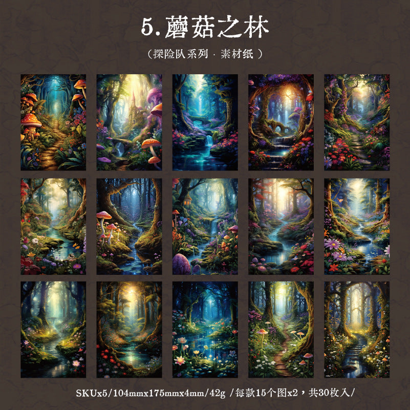 30 Pcs Explorer Theme Junk Journal Paper TXDX