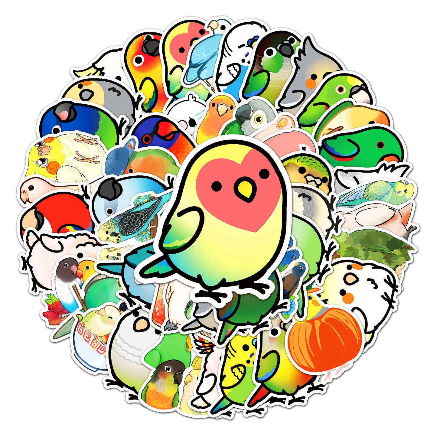 50 Pcs Vinyl Parrot Stickers YW429