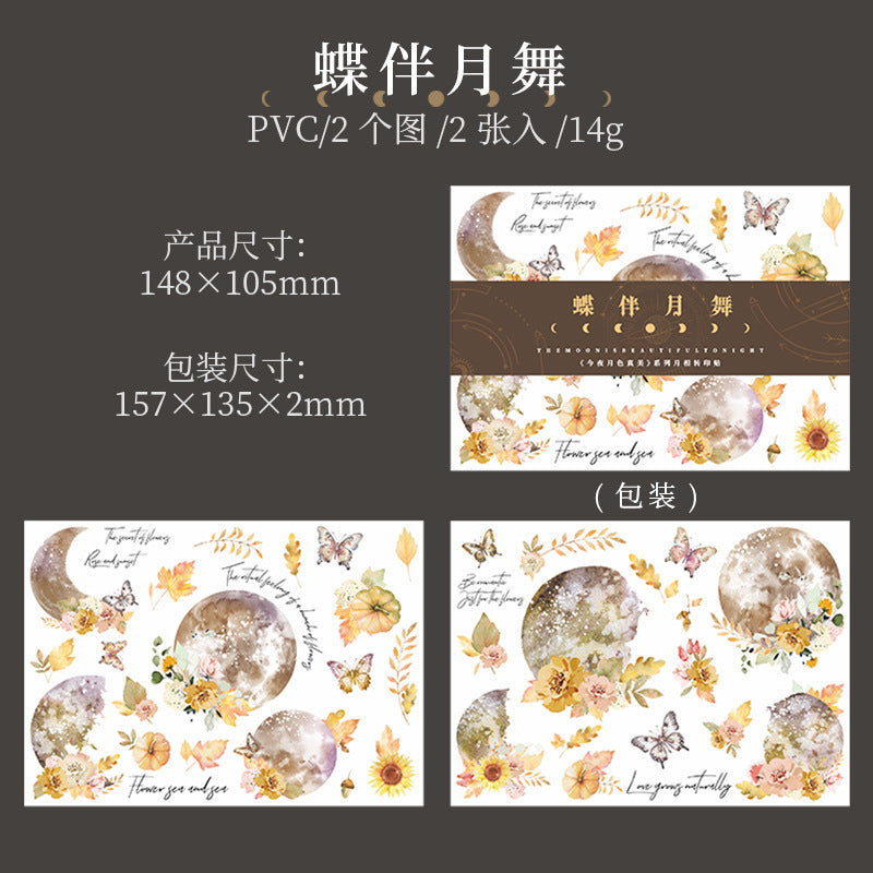 2 Sheets Moon and Flower Transfer Stickers YSZM