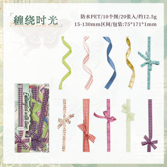 20 Pcs Lace Floral PET Stickers HJQJ