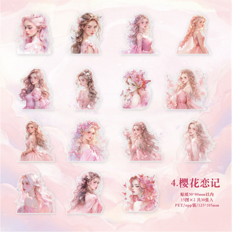 30 Pcs PET Girl Stickers MHSN