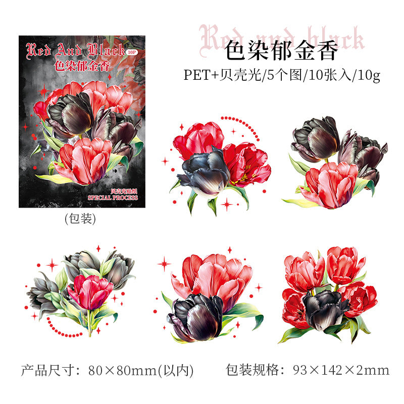 10 Pcs PET Flower Stickers HYH