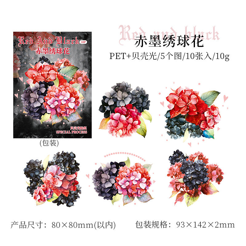 10 Pcs PET Flower Stickers HYH