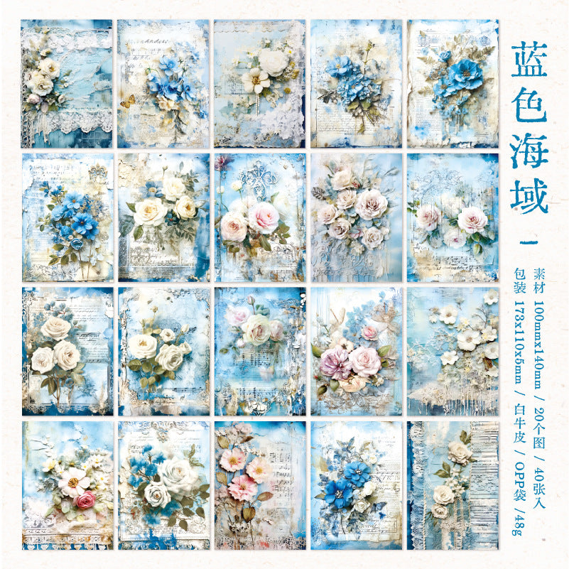 40 Pcs Flowers Scrapbook Paper BYWDHD