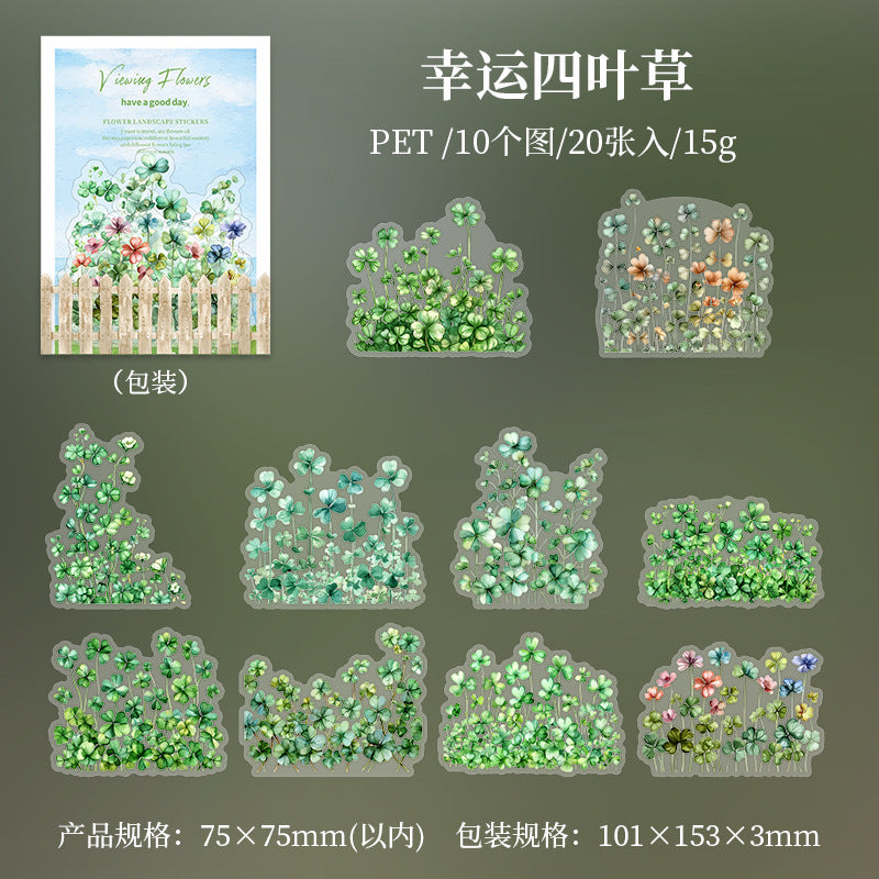 20 Pcs Flower Fence PET Stickers YLKH