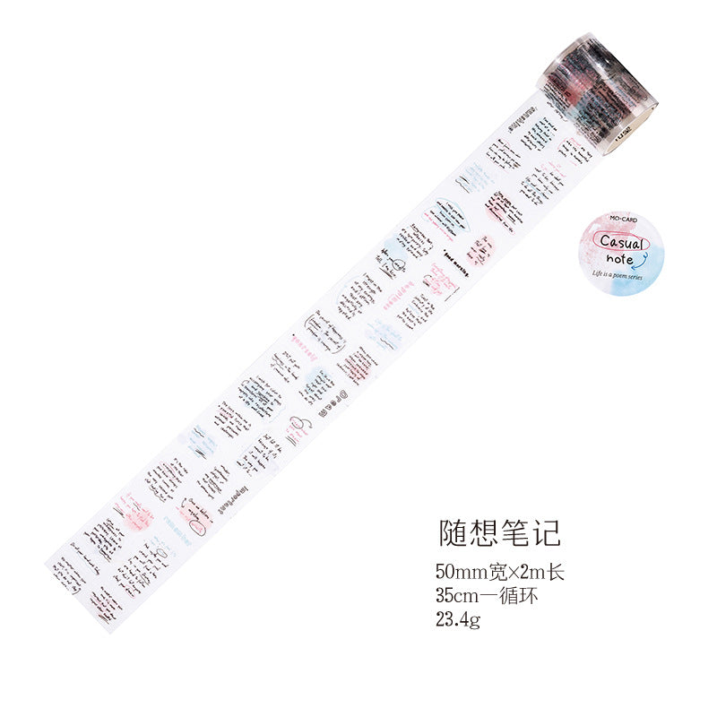 1 Roll Poem Die Cut Stickers Tape SHSSS