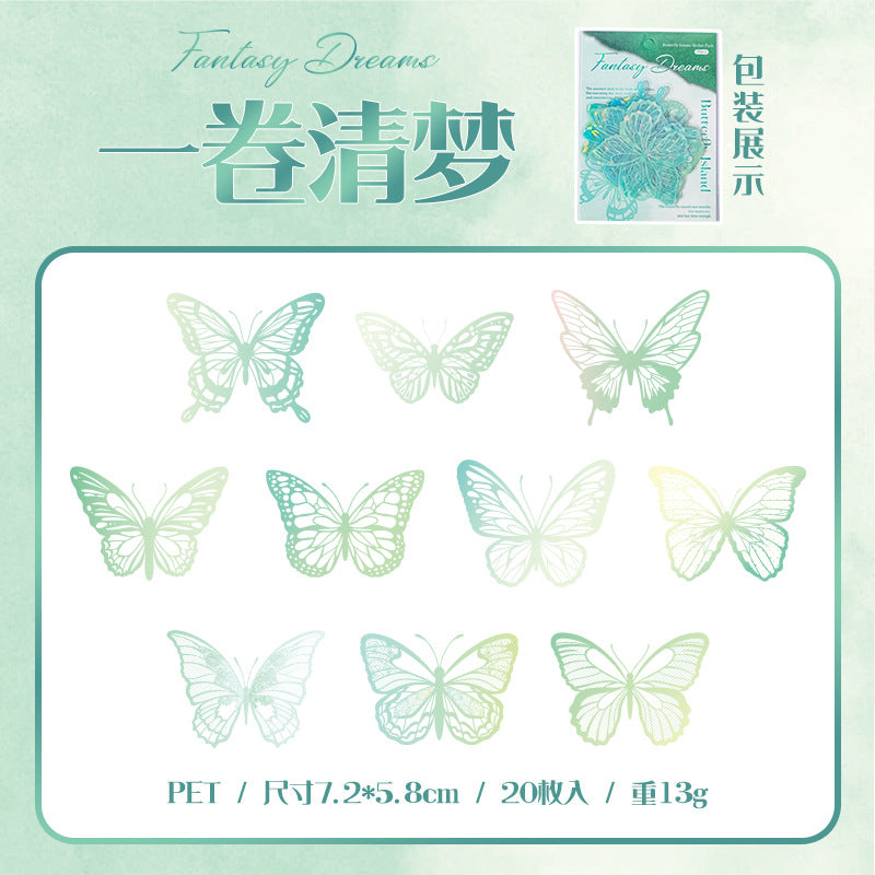 20 Pcs PET Butterfly Stickers HDDX