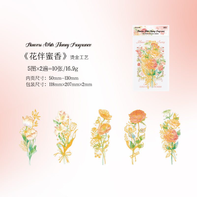 10 Pcs Flowers PET Stickers HHJX