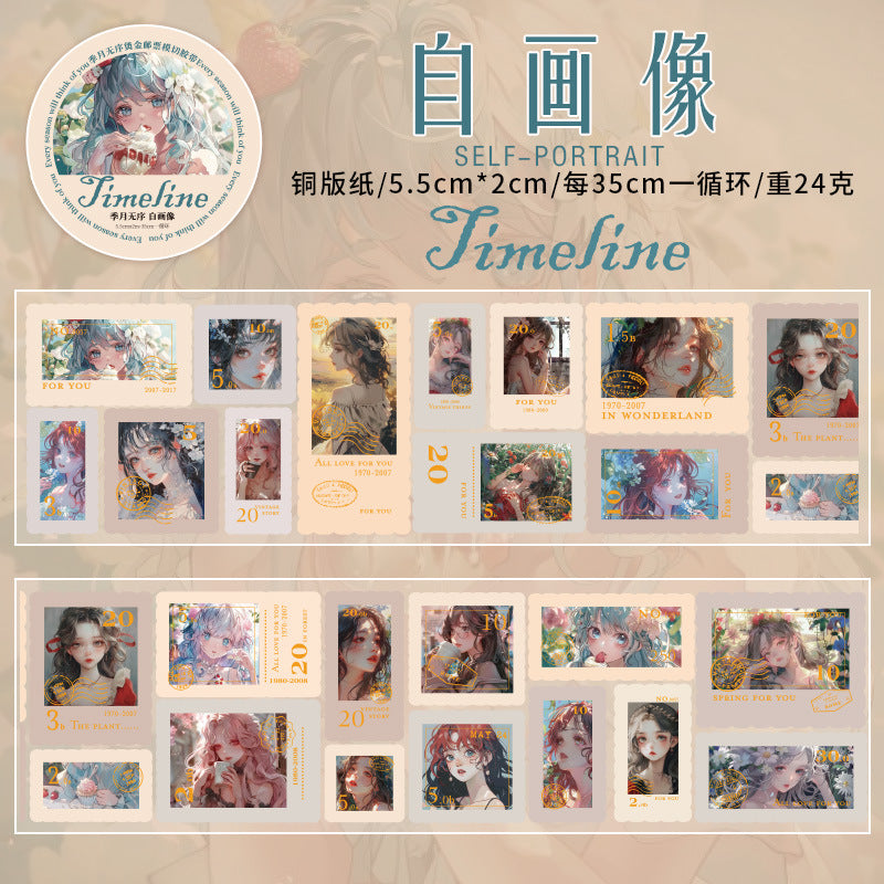 1 Roll Die Cut Postage Stamp Stickers Tape JJWX