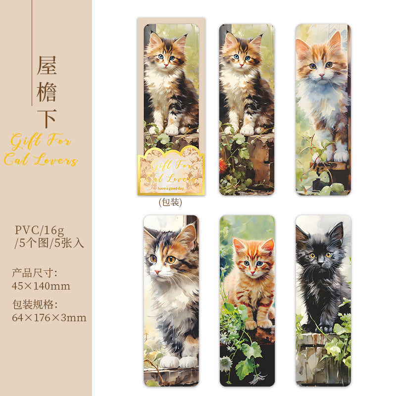 5 Pcs Cat Theme PVC Bookmark