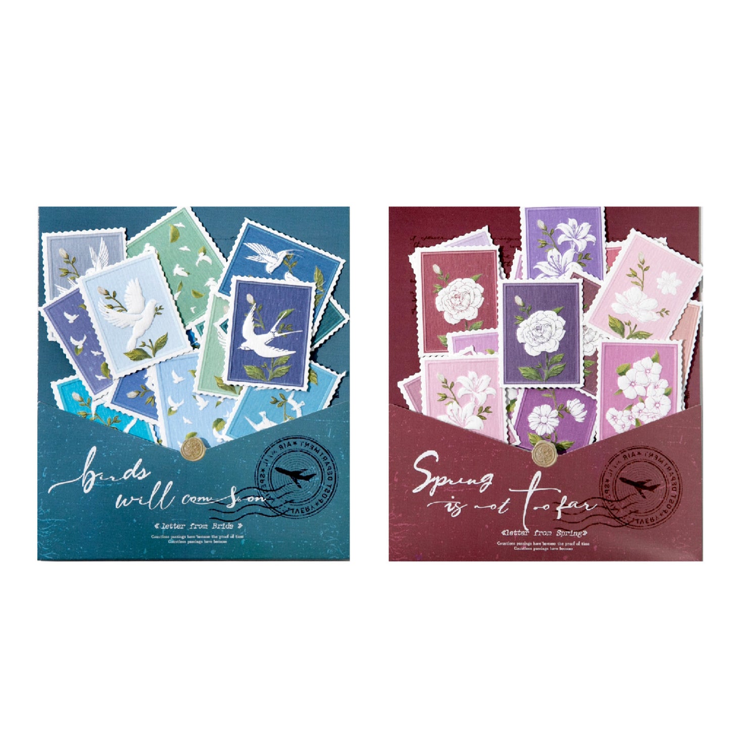15 Pcs Pigeon Flower Post Stamp Stickers LXXL