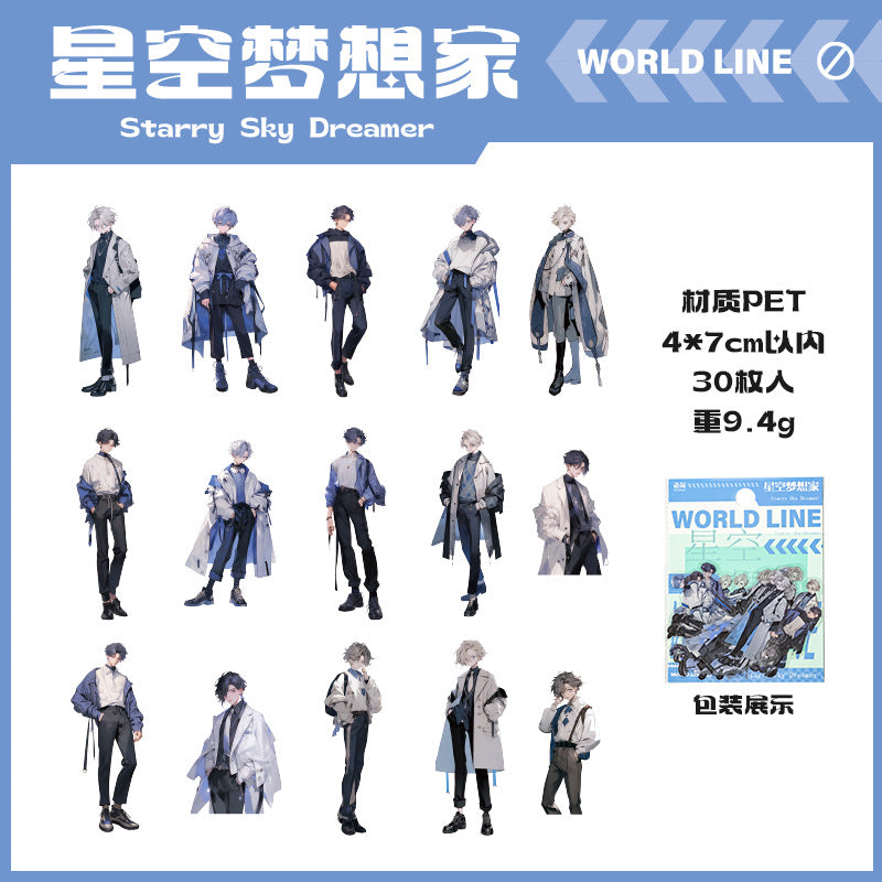 30 Pcs Fashion Boy PET Stickers SJXRW