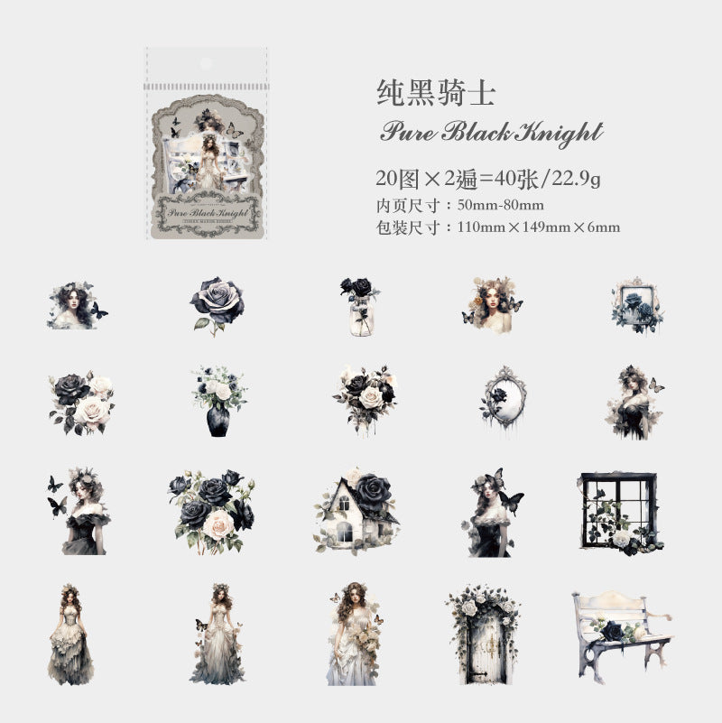 40 Pcs Dark Magic Theme PET Stickers JJZY