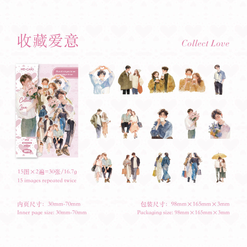 30 Pcs Fashion Girl PET Stickers KXSK