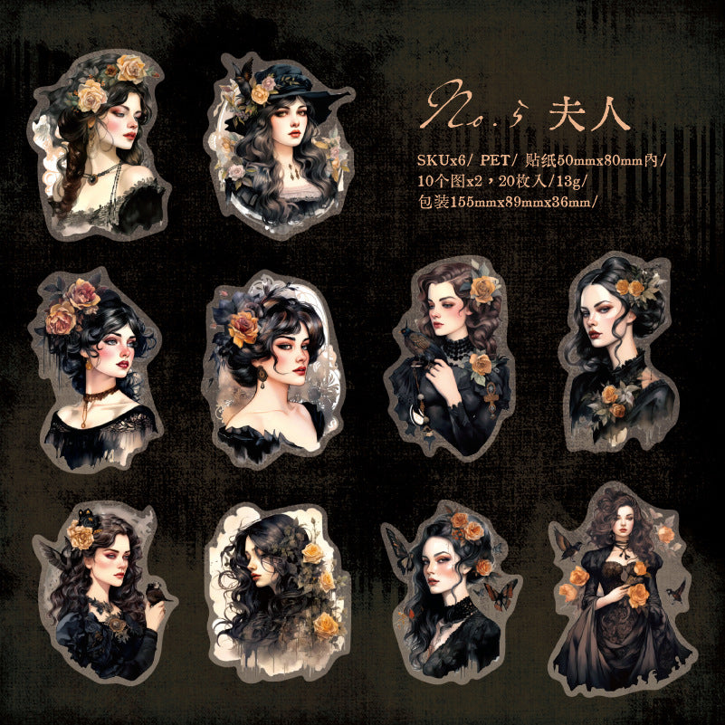 20 Pcs Vintage Lady Stickers SMCX