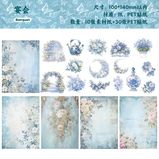 40 Pcs Floral Paper and Flower Stickers Kit MZXL