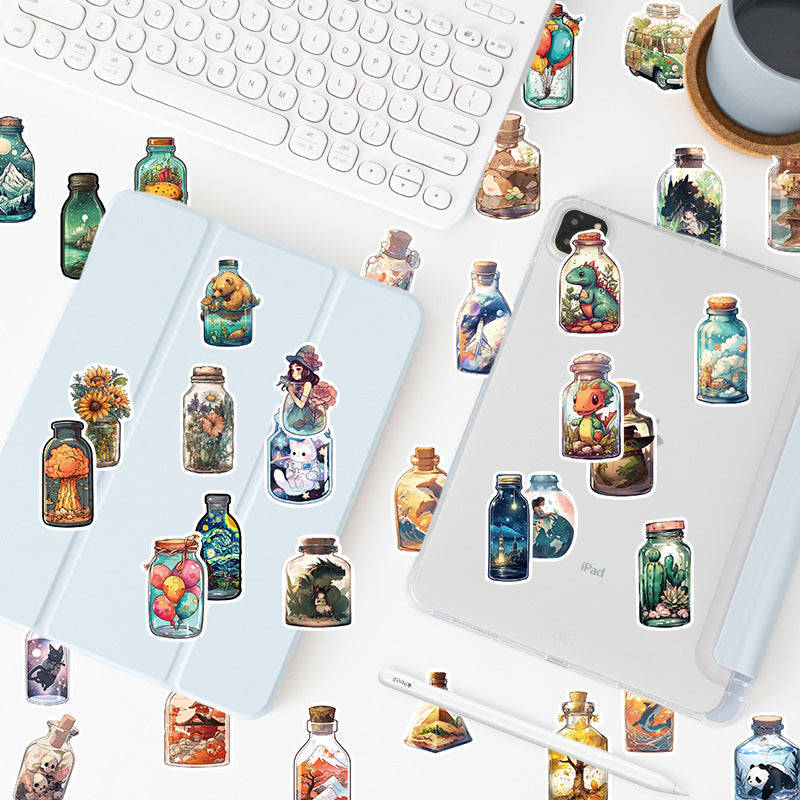 50 Pcs Vinyl Wish Bottl Stickers PMS005