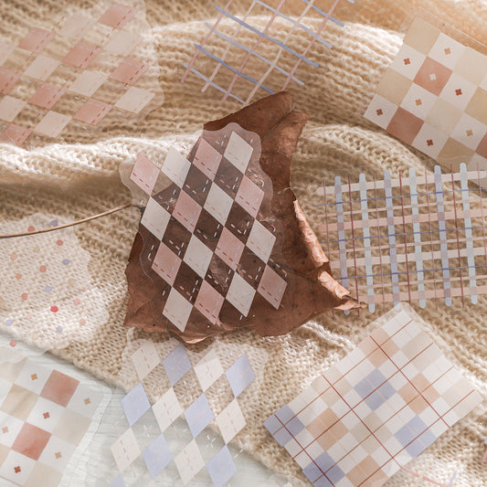 20 Pcs Grid Themed PET Stickers QTGZ