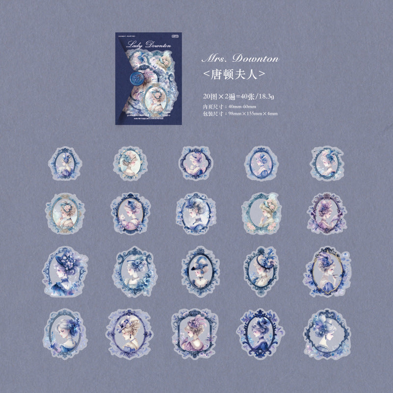 40 Pcs Vintage Lady PET Stickers FGXXH