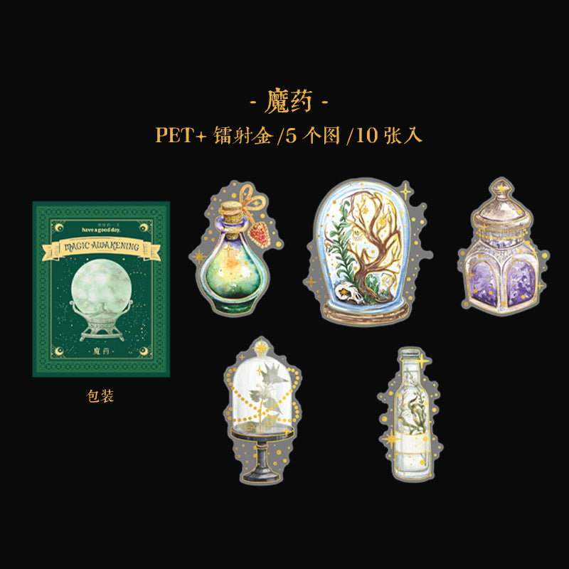 10 Pcs Magic Theme PET Stickers MFJX