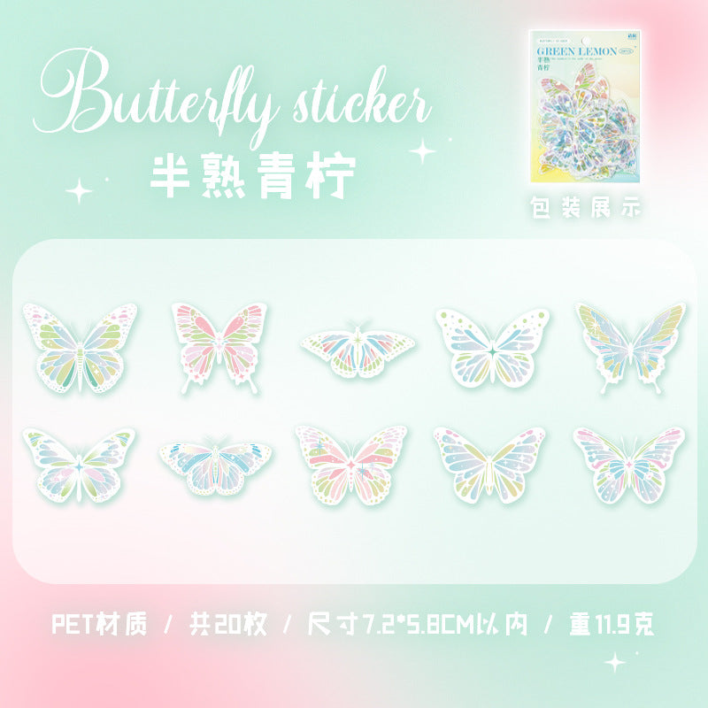 20 Pcs PET Butterfly Stickers DBZY