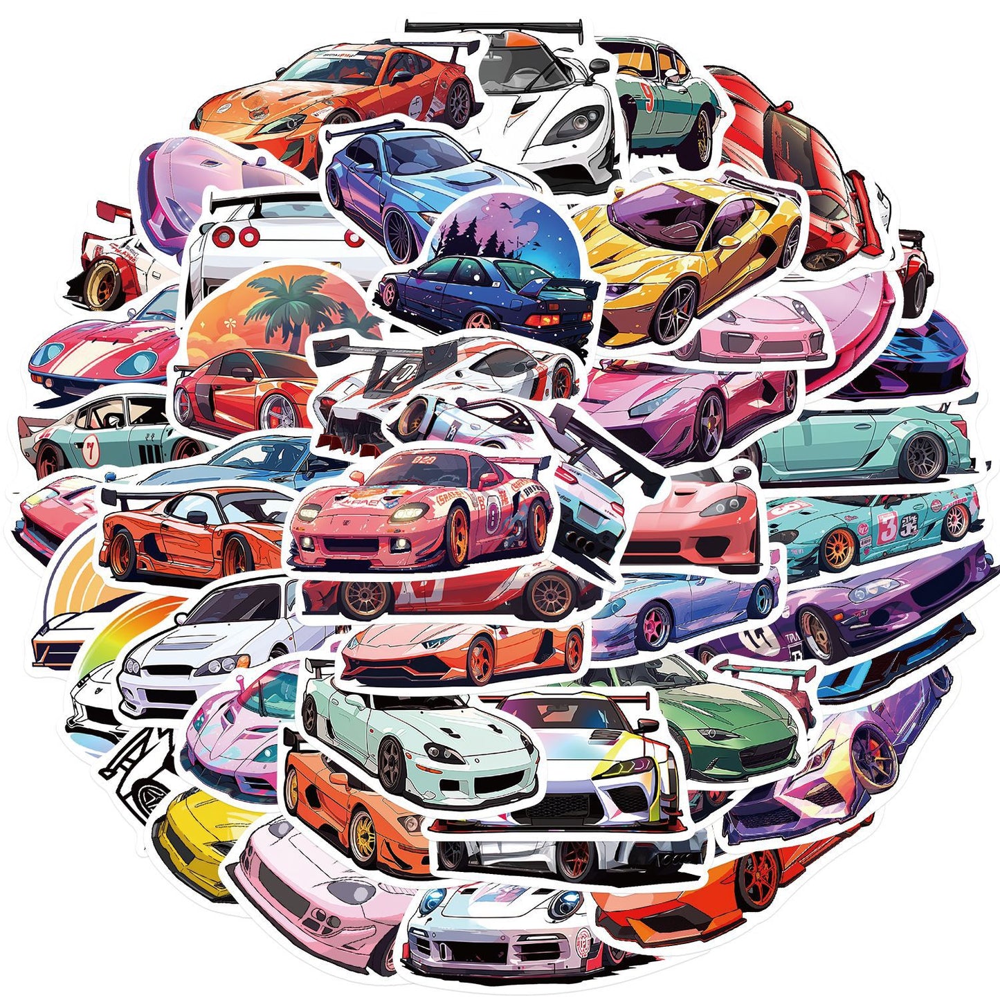 50 Pcs Vinyl Sports Car Stickers OPQ120